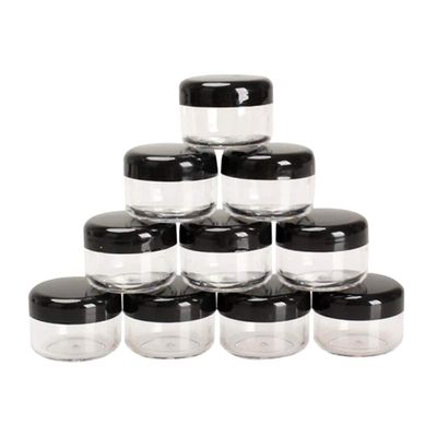 10Pcs 5 Gram Empty Clear Plastic Mini Cosmetic Containers with Lids, Cream Small Clear Pot Travel Jars for Make Up, Eye Shadow, Nails, Powder, Gems, Beads, Jewelry,