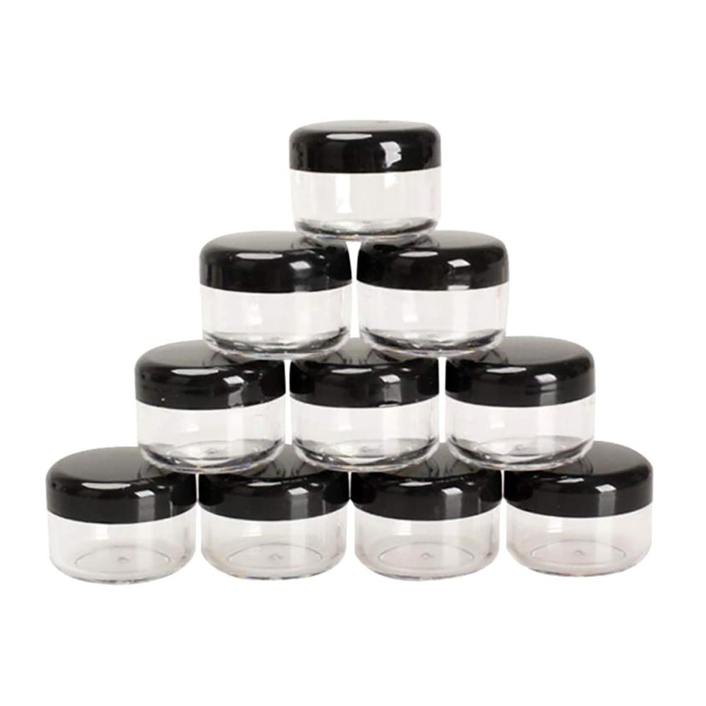 10Pcs 5 Gram Empty Clear Plastic Mini Cosmetic Containers with Lids, Cream Small Clear Pot Travel Jars for Make Up, Eye Shadow, Nails, Powder, Gems, Beads, Jewelry,