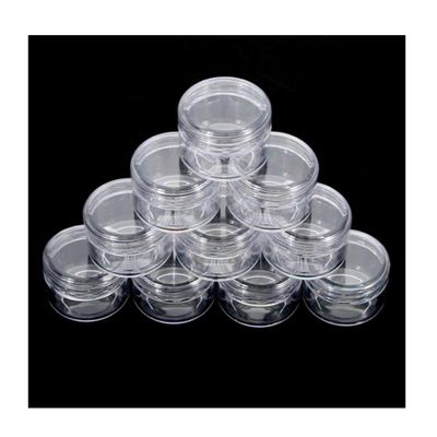 10Pcs 5 Gram Empty Clear Plastic Mini Cosmetic Containers with Lids, Cream Small Clear Pot Travel Jars for Make Up, Eye Shadow, Nails, Powder, Gems, Beads, Jewelry,