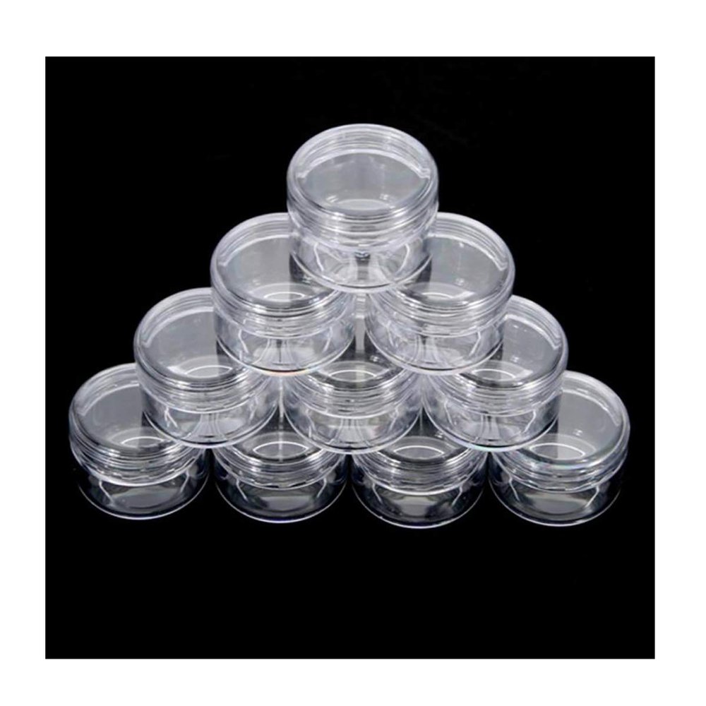 10Pcs 5 Gram Empty Clear Plastic Mini Cosmetic Containers with Lids, Cream Small Clear Pot Travel Jars for Make Up, Eye Shadow, Nails, Powder, Gems, Beads, Jewelry,