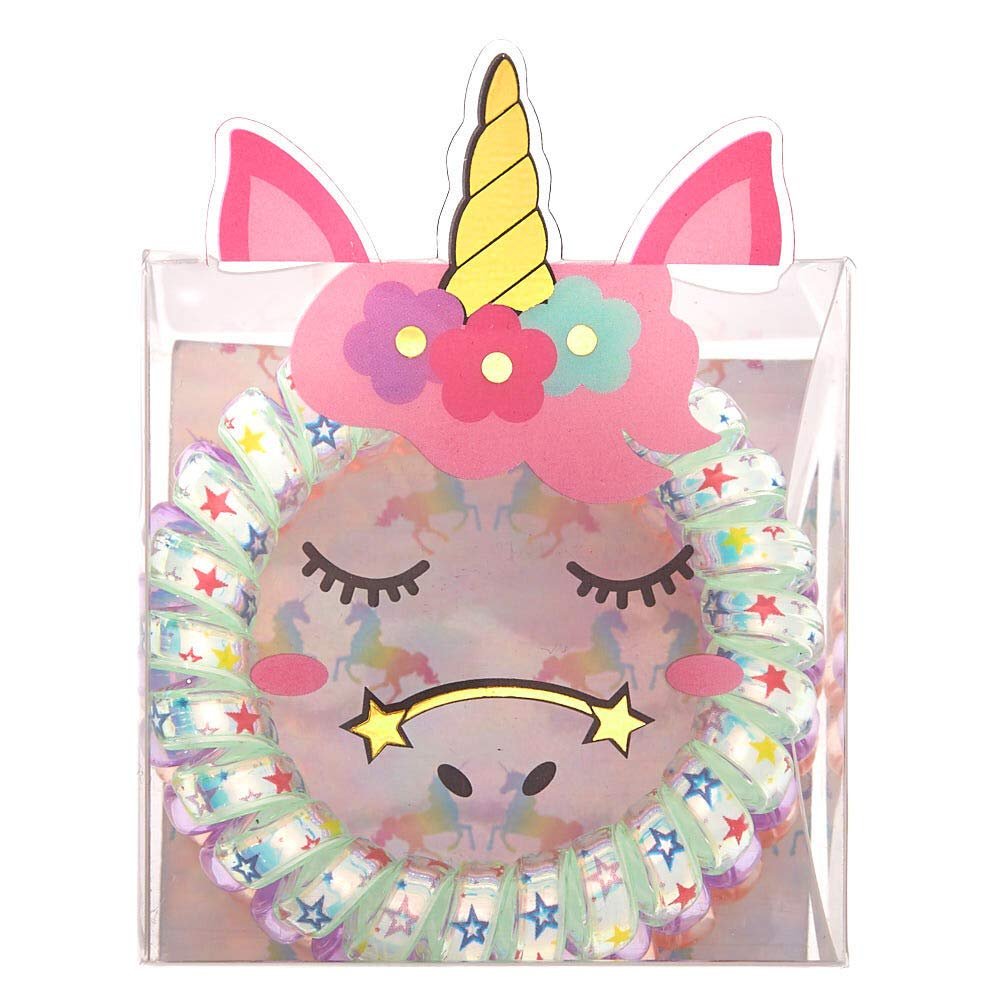 Claire's Club Girl's Club Unicorn Spiral Hair Ties - 3 Pack