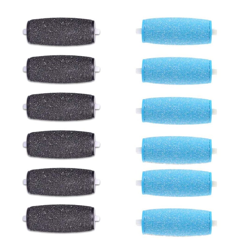 6 Extra Coarse & 6 Regular Coarse Replacement Roller Refill Heads Compatible with Amope Pedi Refills Electronic Foot File