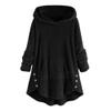 Aniywn Winter Outwear Tops For Women, Plus Size Casual Plush Pocket Button Hoodie Sweatshirt Pullover Blouse Black view 1