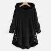 Aniywn Winter Outwear Tops For Women, Plus Size Casual Plush Pocket Button Hoodie Sweatshirt Pullover Blouse Black view 2