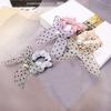 3 Pcs Sweet Lovely Imitation Pearl Lace Hair Ring Bowknot Ribbon Elasticity Hair Rope Hair Band Ponytail Holder Woman Fashion Headwear Hair Accessories view 2