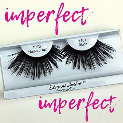 Elegant Lashes #301 IMPERFECT Drag Queen Lash (50 Bulk Pairs) | Thick Long Black Human Hair False Eyelashes for Drag