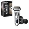 Braun Electric Razor for Men, Waterproof Foil Shaver, Series 9 9390cc, Wet & Dry Shave, with Pop-Up Beard Trimmer for Grooming, Cleaning & Charging SmartCare Center and Leather Travel Case, Silver view 1
