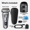 Braun Electric Razor for Men, Waterproof Foil Shaver, Series 9 9390cc, Wet & Dry Shave, with Pop-Up Beard Trimmer for Grooming, Cleaning & Charging SmartCare Center and Leather Travel Case, Silver view 3