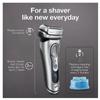 Braun Electric Razor for Men, Waterproof Foil Shaver, Series 9 9390cc, Wet & Dry Shave, with Pop-Up Beard Trimmer for Grooming, Cleaning & Charging SmartCare Center and Leather Travel Case, Silver view 4