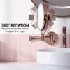 OVENTE Wall Mounted Lighted Makeup Vanity Mirror, 9" Hard Wired Double Sided 1X/7X Magnifying Bathroom Mirror, Dimmable LED Lights, 360 Rotation and 14" Extendable Arm, Antique Brass MPWD3185AB1X7X view 3