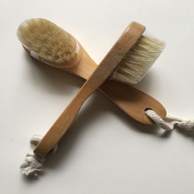 2 pcs/set Natural Boar Bristle Wooden Wood Facial Complexion Cleansing Brush - BEST way to Scrub, Wash, Exfoliate Deep Pores for Clean Healthy Skin -(Pack of 2)