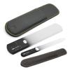 GERMANIKURE Black Glass Nail File & Pedicure Bar Set in Leather Sleeves - Ethically Made in Czech Republic - Professional Manicure & Pedicure Kit for Fingernail Care, Foot Callous & Dry Skin Removal view 1