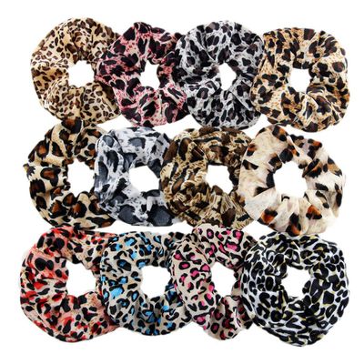 12 Pcs Fashion Retro Leopard Hair Ring Velvet Hair Scrunchies Elasticity Hair Ties Hair Band Head Flower Women Headwear Hair Accessories (Random Color)