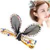 2PCS Women Lady Fashion Sweet Rhinestone Duck Bill Alligator Hair Clips Rabbit Ears Hair Barrettes Bow Hairpins Hair Accessories (Black) view 1