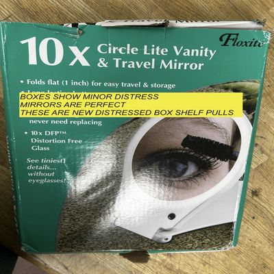 Floxite Circle Lighted and folding Vanity & Travel 10x Mirror (Pack of 1)