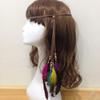 4 Pcs Indian Gypsy Feather Headband Bohemia Hippie Headpiece Braided Beads Headwear Halloween Hair Accessories for Women view 4