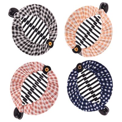 Fodattm Set of 4 Grid Style Wrapped Cloth Banana Hair Comb Hair Clip Women Plastic Fish Shape Hair Clincher Hairgrip Hair Jaw Clips (Small)