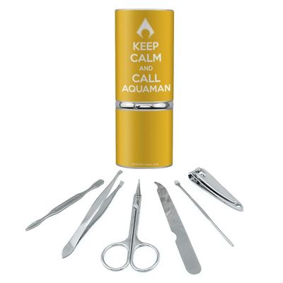 Aquaman Keep Calm and Call Stainless Steel Manicure Pedicure Grooming Beauty Care Travel Kit