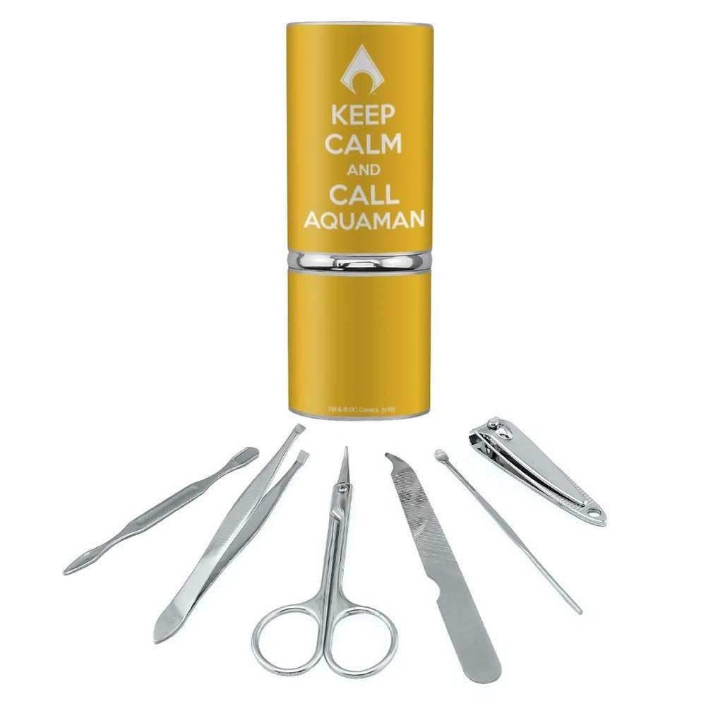 Aquaman Keep Calm and Call Stainless Steel Manicure Pedicure Grooming Beauty Care Travel Kit