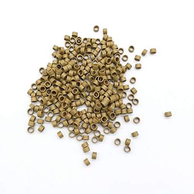1000Pcs Screw Micro Rings Tube Aluminum Crimp Hair beads micro links 4.0MM for Pre Bonded Human Hair Feather Extensions hair tools (8# Dark Blonde)