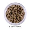 1000Pcs Screw Micro Rings Tube Aluminum Crimp Hair beads micro links 4.0MM for Pre Bonded Human Hair Feather Extensions hair tools (8# Dark Blonde) view 3
