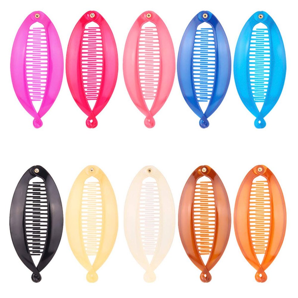 10 Pcs Fashion Resin Banana Clip Hair Clips Large Fishtail Hairpins Combs Rounded Edges Grips Clamp Women Headwear Hair Accessories (Random Color)