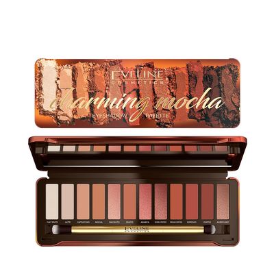 Eveline Charming Mocha Eyeshadow Palette 12 Warm Brown Smokey Colours Eye Mirror