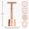 Bambaw Double Edge Safety Razor with Stand, Women Razor with 5 Double Edge Safety Razor Blades, Plastic Free Metal Razor  Rose Gold view 2