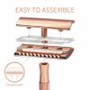 Bambaw Double Edge Safety Razor with Stand, Women Razor with 5 Double Edge Safety Razor Blades, Plastic Free Metal Razor  Rose Gold view 3