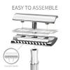 Bambaw Double Edge Safety Razor for Men with Stand, Reusable Metal Razor with 5 Double Edge Blades, Single Blade Razors for Men & Women  Silver view 3