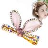 2PCS Women Lady Fashion Sweet Rhinestone Duck Bill Alligator Hair Clips Rabbit Ears Hair Barrettes Bow Hairpins Hair Accessories (Pink) view 1