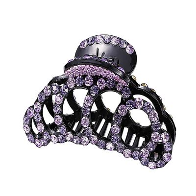 Elegant Large Fancy Rhinestones Hair Claw Clips for Thick Hair Women Crystal Non-Slip Hair Jaw Clip (Violet)
