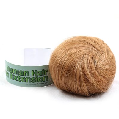 Bella Hair 100% Human Hair Bun Extension Donut Scrunchies Hairpiece for Both Women and Men Instant Up-Do Fake Bun Chignon (#27 Strawberry Blonde/Light Butterscotch Blonde)