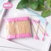 AKOAK 100 Pcs/set Colorful Double Head Spiral Cotton Swabs, Ear Picking Cotton Swabs, Makeup Remover Sanitary Swabs (Pink) view 4