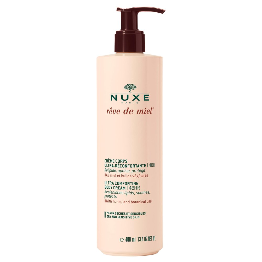 Nuxe Rve de Miel Ultra-Comforting Body Cream With Shea Butter and Honey for Dry and Sensitive Skin, 13.4 Fl Oz