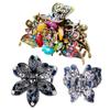 3PCS Women Vintage Rose Flower Hair Claw Jaw Clips Rhinestone Butterfly Hair Catch Hair Pins Barrettes Value Pack view 1