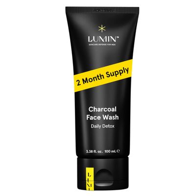 Lumin Charcoal Face Wash for Men Daily Detox Cleanser, Hydrating Face Wash, Gently Removes Dirt & Oil, Unclogs Pores, Exfoliates, Refreshing Skincare for All Skin Types, 3.4oz