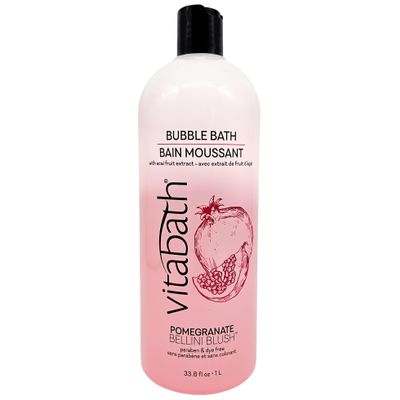 Vitabath Pomegranate Bellini Blush Bubble Bath Rich Foaming Bubbly Soak & Relaxing Aromatherapy Moisturizing & Nourishing Indulgent Suds for Women & Men All Skin Types - 33.8 fl oz