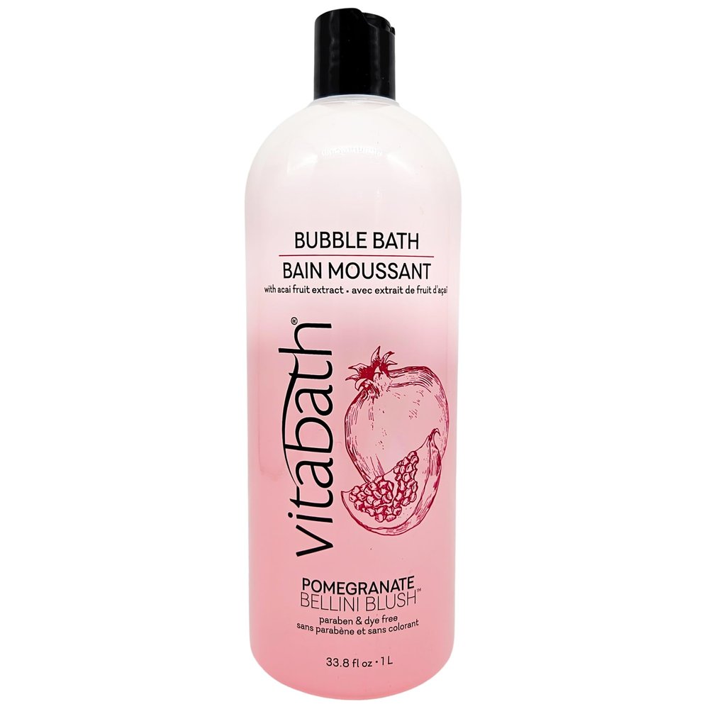 Vitabath Pomegranate Bellini Blush Bubble Bath Rich Foaming Bubbly Soak & Relaxing Aromatherapy Moisturizing & Nourishing Indulgent Suds for Women & Men All Skin Types - 33.8 fl oz