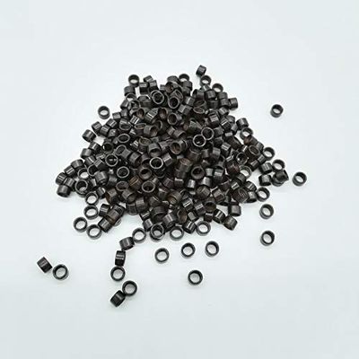1000Pcs Screw Micro Rings Tube Aluminum Crimp Hair beads micro links 4.0MM for Pre Bonded Human Hair Feather Extensions hair tools (3# Dark Brown)