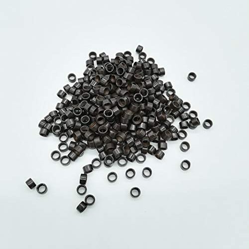 1000Pcs Screw Micro Rings Tube Aluminum Crimp Hair beads micro links 4.0MM for Pre Bonded Human Hair Feather Extensions hair tools (3# Dark Brown)