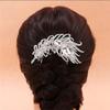 3.93 Inch Rhinestone Crystal Bridal Peacock Feather Hair Comb Couture Bridal Hair Comb Wedding Headpiece view 3