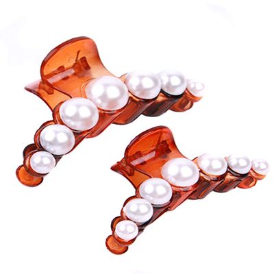 2 Pcs Set Small and Big Imitation pearls Plastic Claw Clip Hair Clip Hairpins Fashion Headwear Hair Accessories for Women (B#)