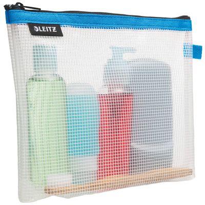 Leitz Wow Cosmetic Travel Pouch, Water Resistant, Ideal Toiletry Bag, Suitable for Travel, 24x17x3cm - Blue