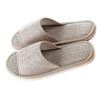 2 Pair of Open Toe Breathable Slippers, Spa SlippersLinen Casual Slippers for Men and Women Universal Size Washable and Non-Disposable Waffle (2 Large Size, Light Beige) view 1