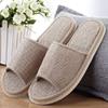 2 Pair of Open Toe Breathable Slippers, Spa SlippersLinen Casual Slippers for Men and Women Universal Size Washable and Non-Disposable Waffle (2 Large Size, Light Beige) view 2
