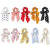 10 Pcs Bowknot Satin Tassel Scarf Hair Scrunchies Printed Dot Pattern Elastics Hair Bands Hair Rope 2 in 1 Ponytail Holder Women Hair Accessories (Random Color) view 1