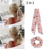 10 Pcs Bowknot Satin Tassel Scarf Hair Scrunchies Printed Dot Pattern Elastics Hair Bands Hair Rope 2 in 1 Ponytail Holder Women Hair Accessories (Random Color) view 2