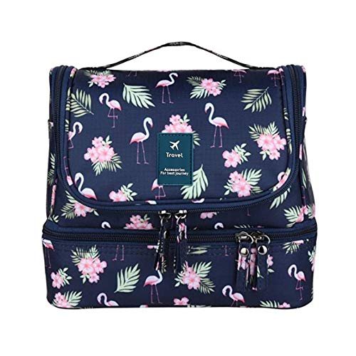 lliang Cosmetic Bag Flamingo Cosmetic Bag Women Travel Large Double Layer Storage Toiletry Bag Waterproof Hanging Wash Organizer Makeup Bag