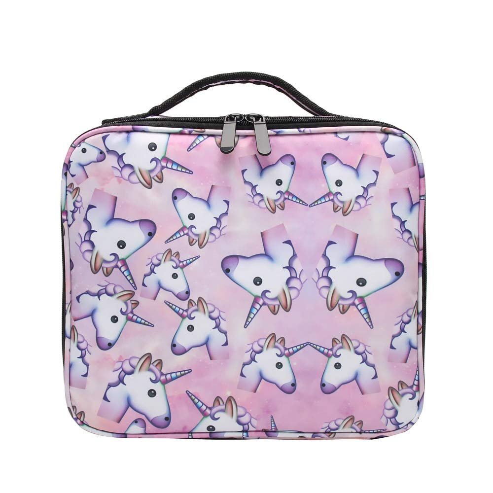 lliang Cosmetic Bag Unicorn Makeup Case Multifunctional Cosmetic Bag Travel Organizer Train Cases With Adjustable Dividers